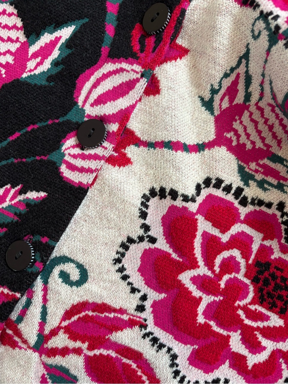 FARM Rio Winter Garden Mixed Knit Cardigan in Marcelle Black Size S. NWT - Picture 8 of 15